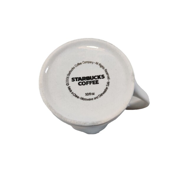 Starbucks 2008 Coffee Mug Cup 10 oz White Double Sided Mermaid Logo - Picture 6 of 6